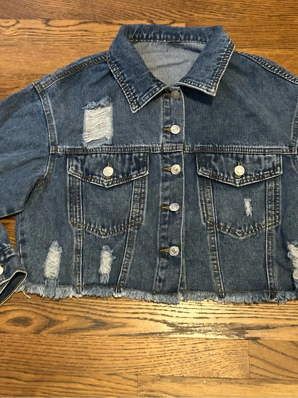 Embellished Rhinestone Lip Denim Jacket by designer XoxoE
